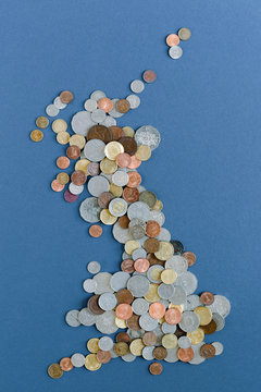Map of United Kingdom in coins