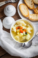 Bowl of minestrone soup.