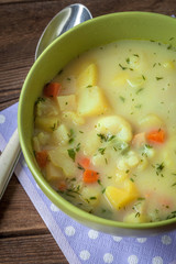 Vegetable soup in bowl.