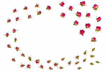 frame for text from dried flowers of rose. Flowers composition