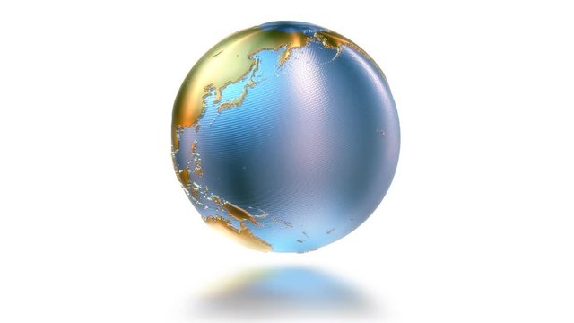Metal earth globe rotating on a white background. Loop.