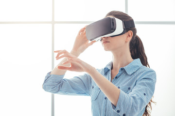 Woman using a VR headset