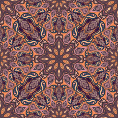 Ornate floral seamless texture, endless pattern with vintage mandala elements.