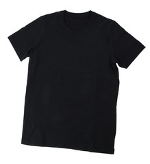 Black T-shirt template isolated on white background with clipping path