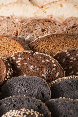 Bakery concept. Plenty of sliced bread background