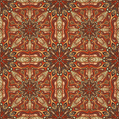 Ornate floral seamless texture, endless pattern with vintage mandala elements.