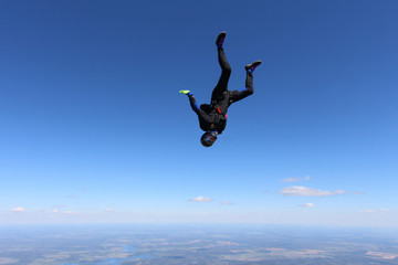 Fototapeta na wymiar Skydiver in head down position