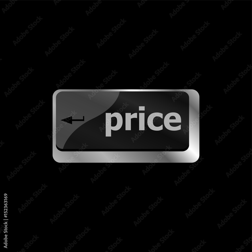 Poster computer keyboard with word price button or key, 3d rendering