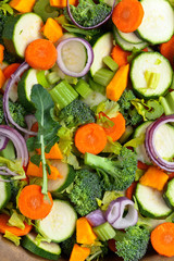 Close-up of sliced raw vegetables