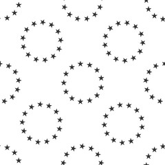 Stars in circle icon seamless pattern on white background. Vector Illustration