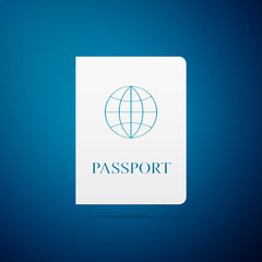 Passport flat icon on blue background. Vector Illustration