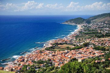 Fototapeta na wymiar Castellabate scenic panoramic view, Cilento, Campania, Italy