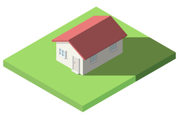 Vector Isometric of House on the grass with garden for Icon, Infographic design.