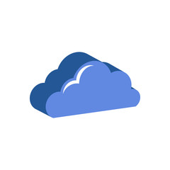 Cloud symbol. Flat Isometric Icon or Logo. 3D Style Pictogram for Web Design, UI, Mobile App, Infographic.