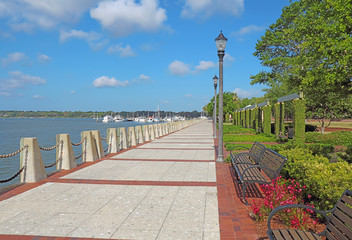Promenade on the waterfront of Beaufort, South Carolina