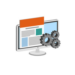 Web development concept symbol. Flat Isometric Icon or Logo. 3D Style Pictogram for Web Design, UI, Mobile App, Infographic.