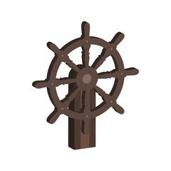 Ship Steering Wheel symbol. Flat Isometric Icon or Logo. 3D Style Pictogram for Web Design, UI, Mobile App, Infographic.