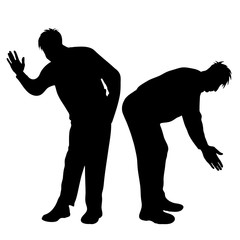 Vector silhouette of man on white background.