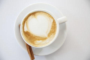 cappuccino coffee on white background