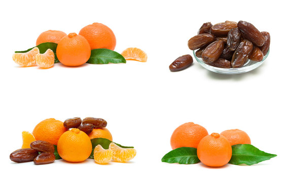 tangerines and figs isolated on white background