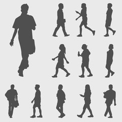 walk silhouettes vector