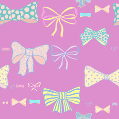 Seamless pattern with skerchy bows