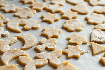 Fototapeta na wymiar Close up of cookies prepared for oven