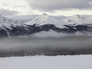Fototapeta na wymiar Winter scene in Jasper National Park, Alberta, Canada