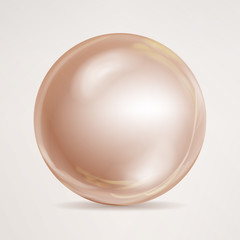 Realistic Pearls Isolated Vector. Sphere Shiny Sea Peach Cream Pearl Illustration