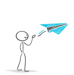 Stickman with paper Airplane