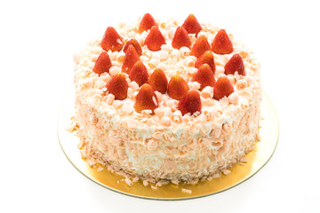 Vanilla cake dessert with strawberry on top