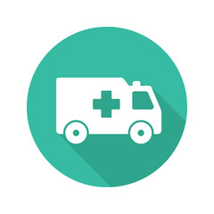 Ambulance flat design long shadow icon