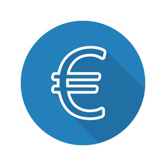 Euro currency sign. Flat linear long shadow icon