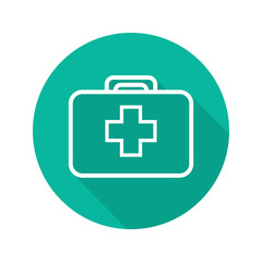 First aid kit flat linear long shadow icon