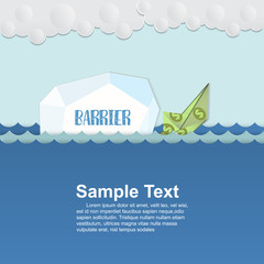 The boat collapsed, colliding with an iceberg.