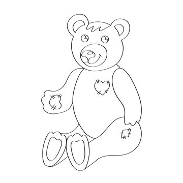 Happy toy bear for coloring book