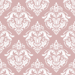 Damask classic white pattern. Seamless abstract background with repeating elements