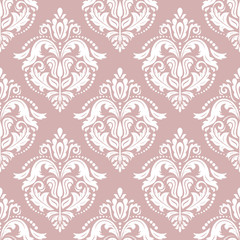 Damask classic white pattern. Seamless abstract background with repeating elements