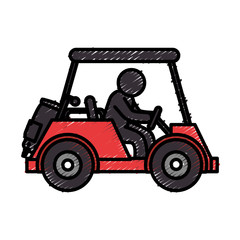 golf car with driver isolated icon vector illustration design