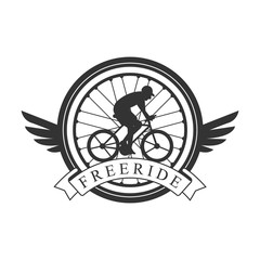 Freeride vintage label. Black and white vector Illustration