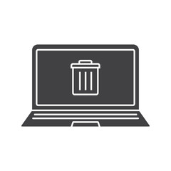 Laptop trash glyph icon