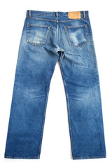 back blue jeans isolated on white background