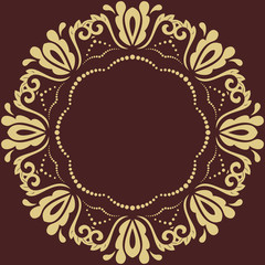 Elegant golden round ornament in classic style. Abstract traditional pattern with oriental elements, Classic vintage pattern