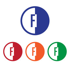 FI initial circle half logo blue,red,orange and green color