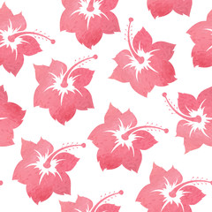 Pattern with tropical watercolor flowers