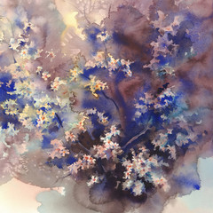 cherry flower watercolor background