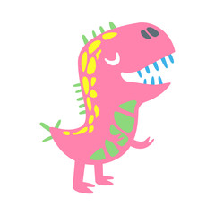 Colorful funny dinosaur. Prehistoric animal character vector Illustration