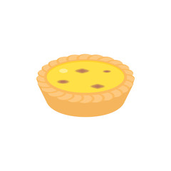 Dim sum dessert, egg tart in cantonese style, flat design icon