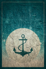 Sea travel, industry and journey anchor sticker icon. Blue gradient grunge backdrop