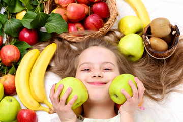 Fototapeta na wymiar dieting and healthy food, vegetarian and vitamin, childhood and happiness